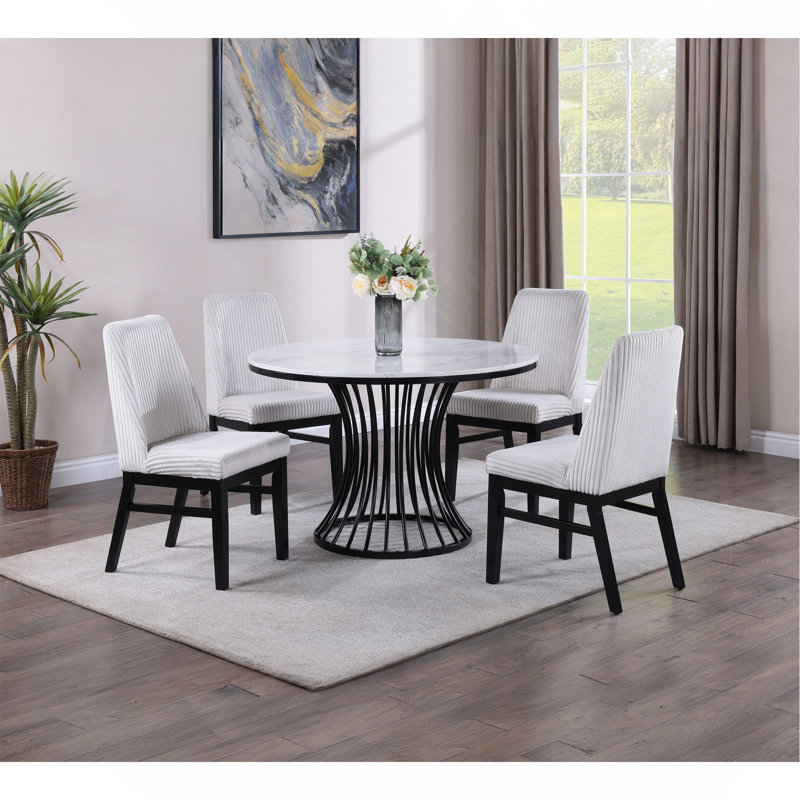 Finition noire en bois de table ronde unique