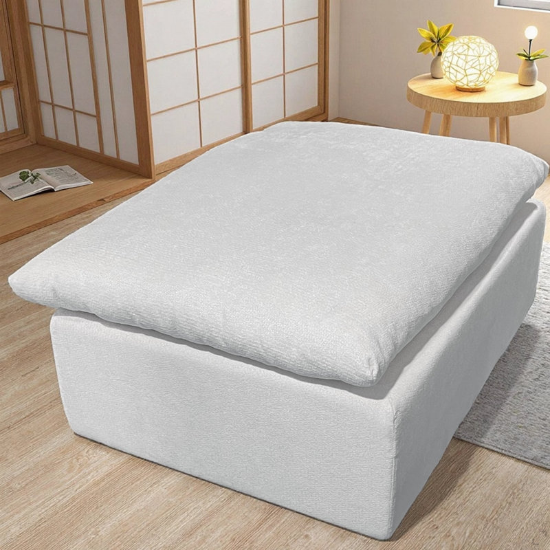 Repose-pieds rembourré avec rangement, Blanc