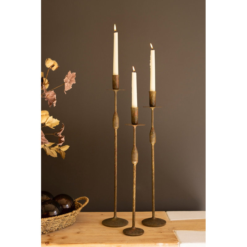 Ensemble de 3 chandeliers Kalalou en fer patiné - H 23,5 po
