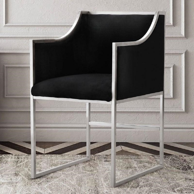 Fauteuil d'appoint en velours, Chrome, Noir, noir, noir, noir