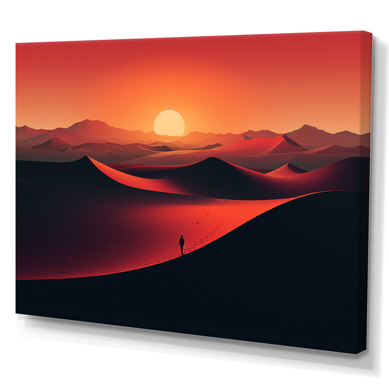 Marcher dans le désert du Sahara au coucher du soleil IV - désert, art mural, Toile tendue, H 24 po x l 32 po x P 1 po