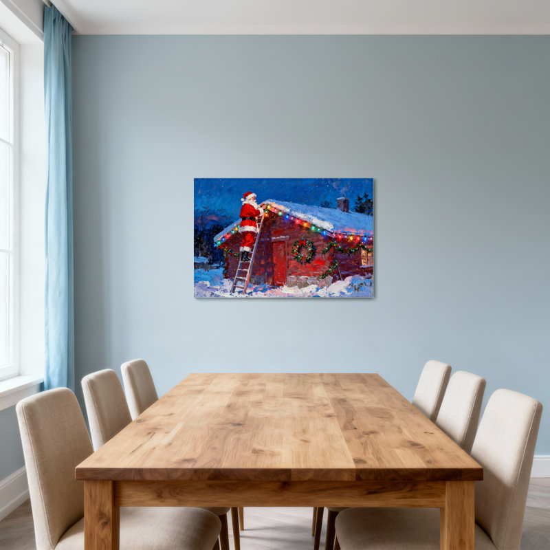 Cabane de Noël décorative avec lumières et couronne de Noël, H 32 po x l 48 po