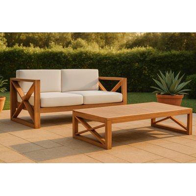 Causeuse de patio rectangulaire avec coussins Halsy