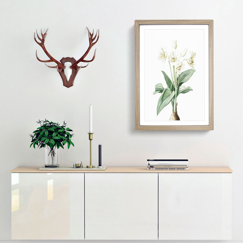 Crinum Flowers by Pierre-Joseph Redoute - Framed Print, 48cm H x 36cm W x 2cm D, Oak Framed