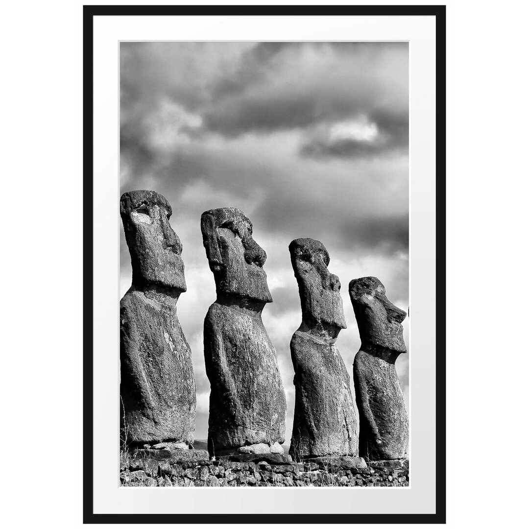 Gerahmtes Poster Moai Statuen auf den Osterinseln