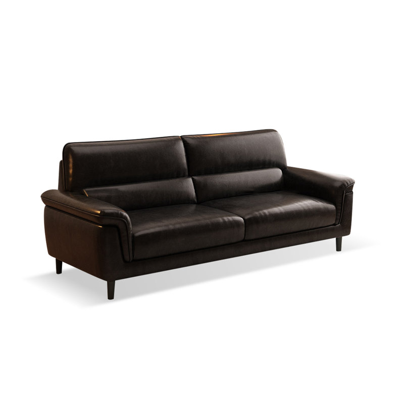 Causeuse-coussin standard en cuir véritable noir, H 33,86 po x l 77,17 po x P 33,86 po, Noir