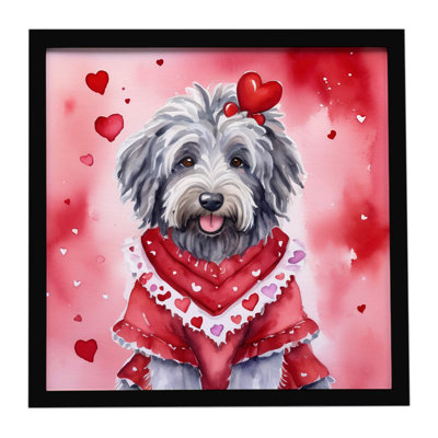 Bergamasco Sheepdog My Valentine Framed Metal Print