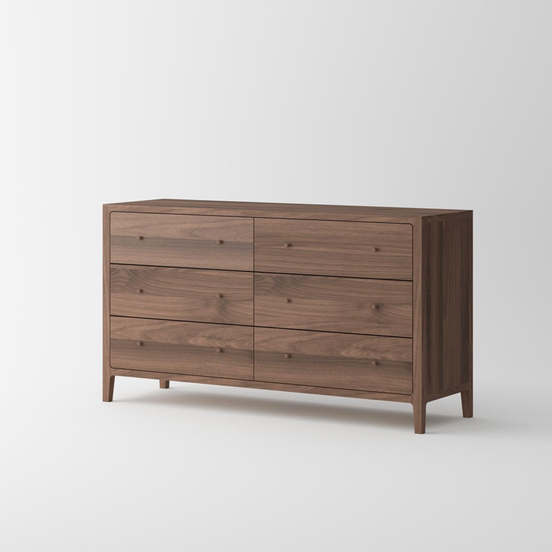 Commode 6 tiroirs Isabella Mid Century - Noyer noir américain massif