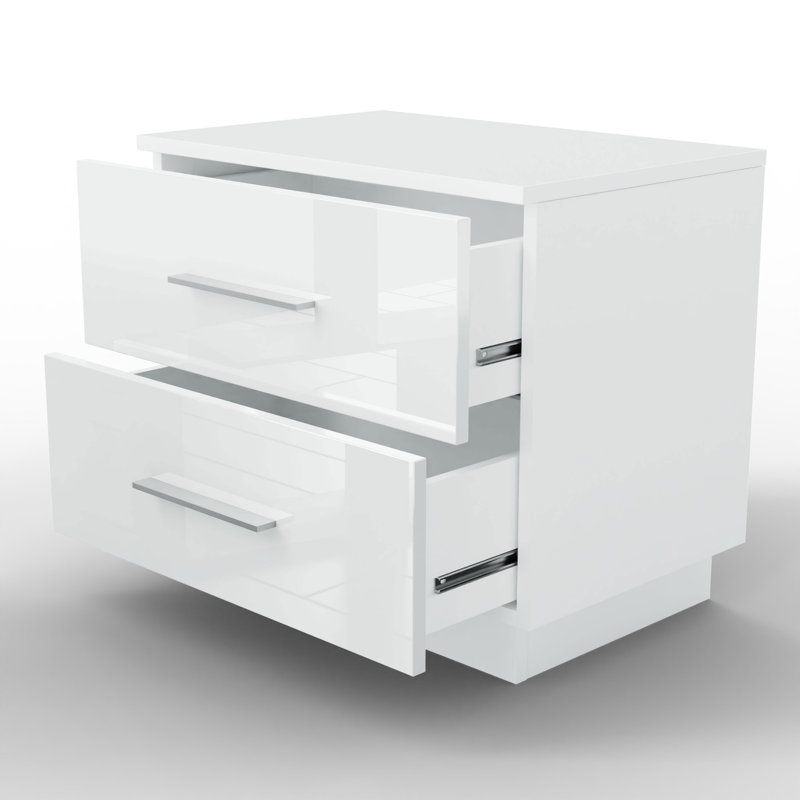 Varonique 55cm W Manufactured Wood Bedside Table, White