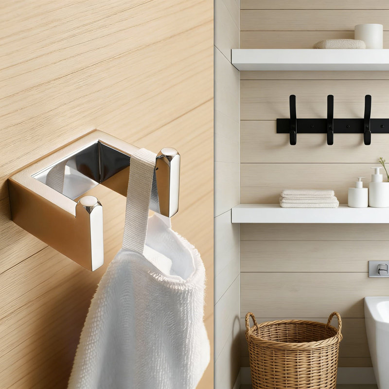 Stainless Steel Bathroom Hardware Set With Chrome Finish - Wall Mounted Towel Bar, Toilet Paper Holder, Towel Ring, And Double Robe Hook