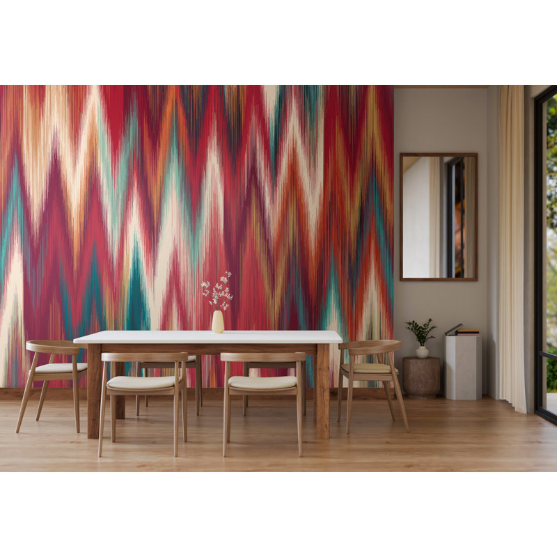 17 Stories Ikat Zig Zag Matte Roll, Raspberry Red Matt, 350cm L x 280cm W