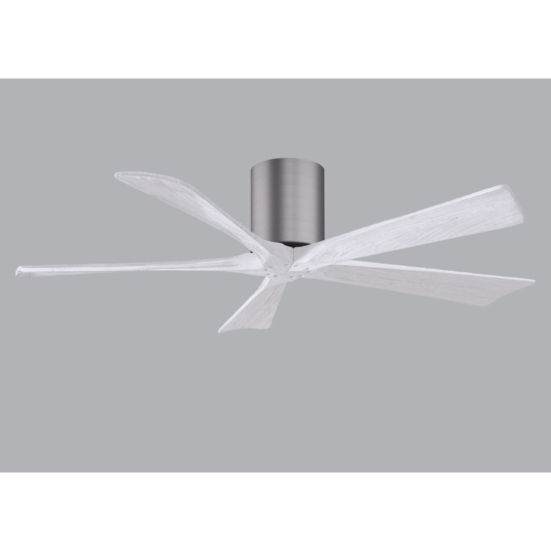 Ventilateur à pales encastré 5 pales Irene, Blanc mat, Étain brossé, 52"