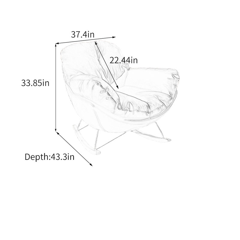 Chaise berçante en acier au carbone moderne, Kaki