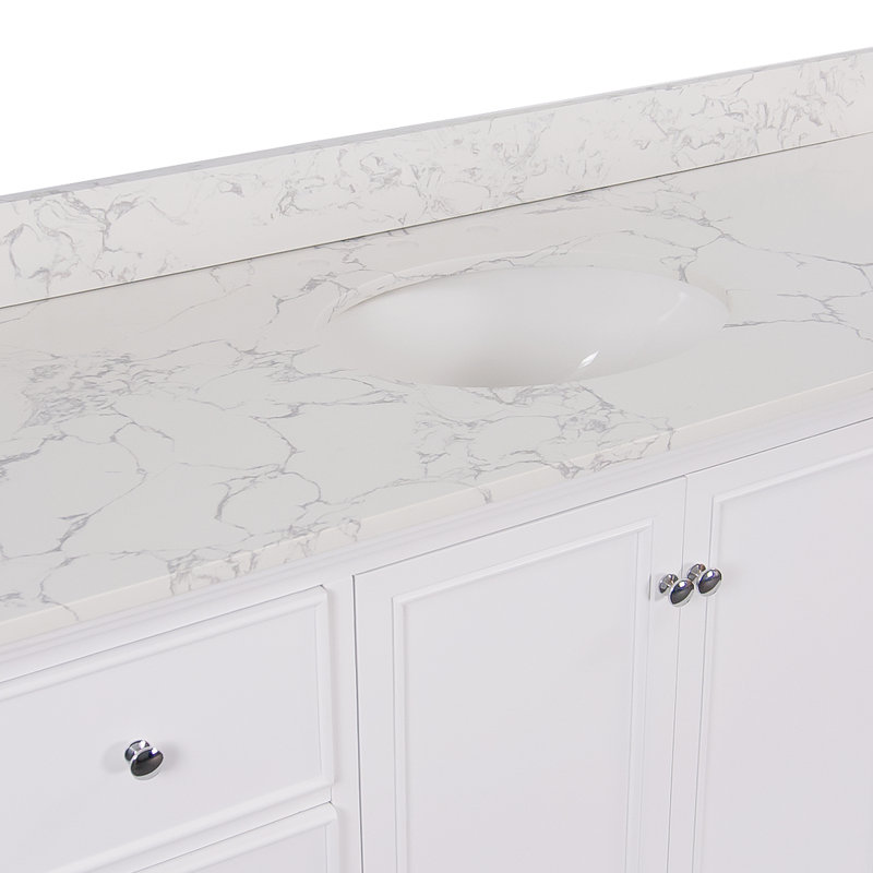 Ensemble de meuble-lavabo simple 60 po Ferdinand, Blanc, Marbre de Carrare