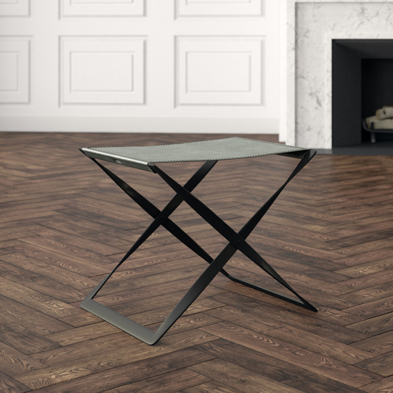 Folding Stool-Brown Leather