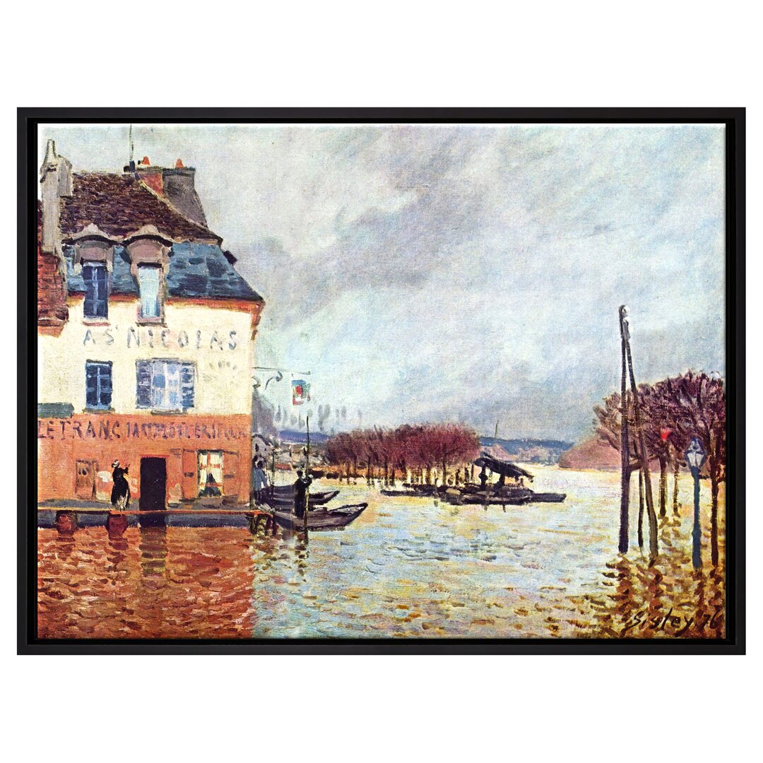 Gerahmtes Leinwandbild Kunstdruck Überschwemmung in Port-Maly von Alfred Sisley