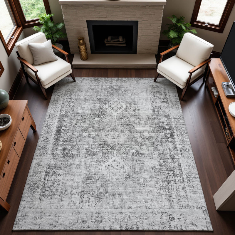 Premium Machine Washable Larock AMF1229 Global Rug, Rectangle 8' x 10'