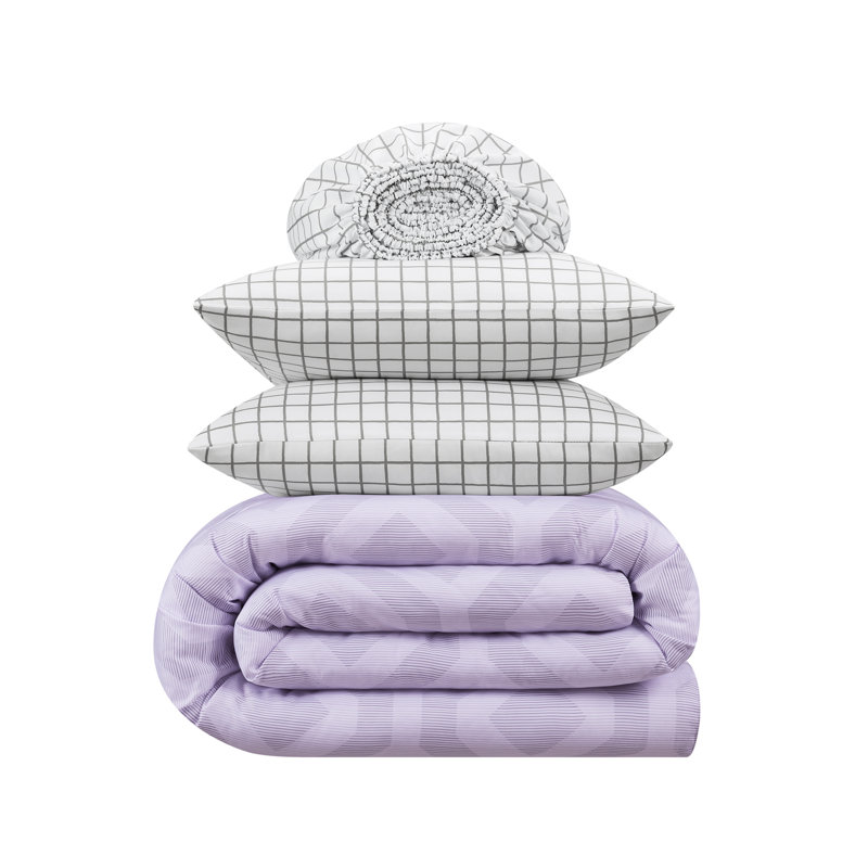 Lavender Microfiber Queen Bed in a Bag Set