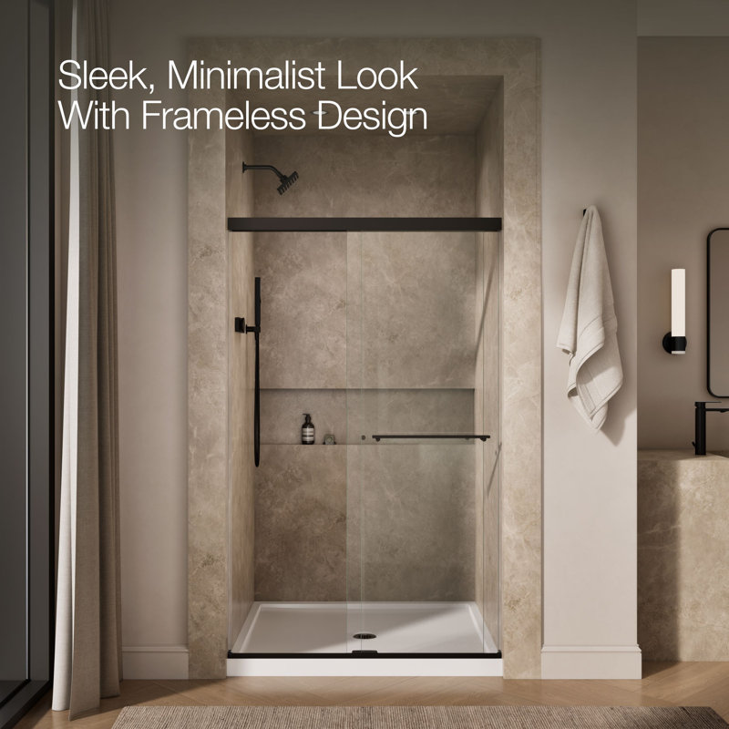 Revel 47.63" x 76" Double Sliding Shower Door with CleanCoat® Technology, Anodized Dark Bronze