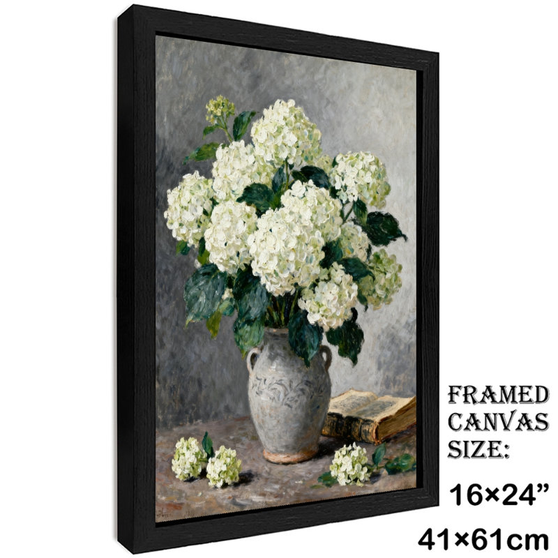 Art floral rétro encadré noir, H 25 po x l 17 po