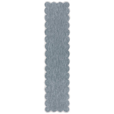 Alice Classic Cottage Two-Tone Scalloped Turquoise/Cream Indoor/Outdoor Rug