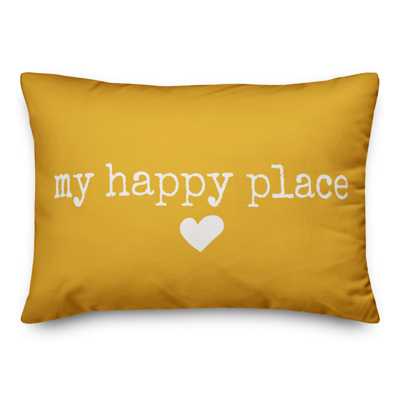 Textual Outdoor Reversible Throw Pillow, Yellow