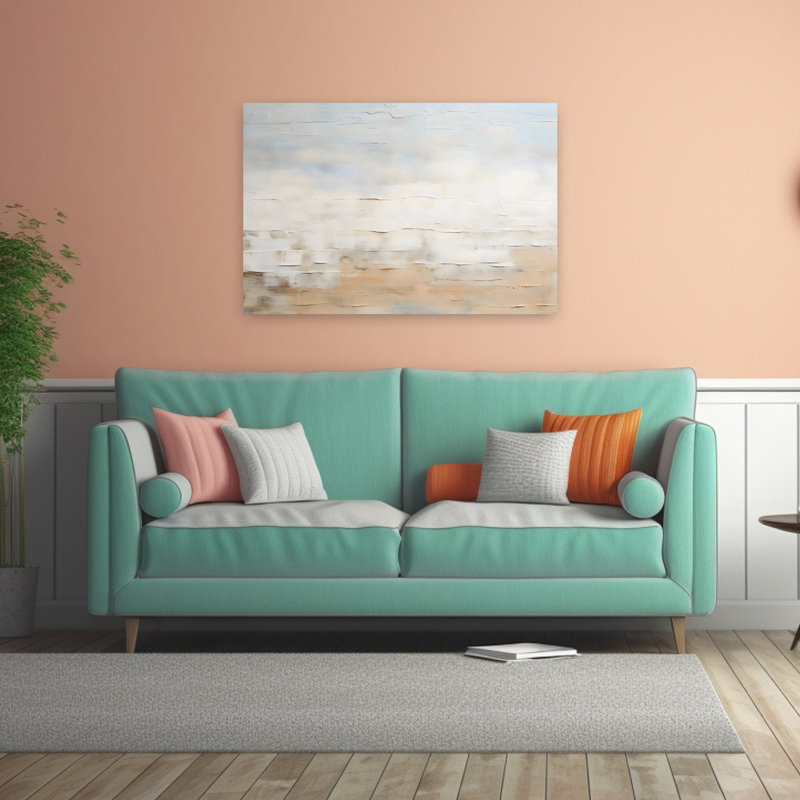 «Pallete Knife Beach», reproduction d'art mural contemporain minimaliste côtier, 32" H x 48" W