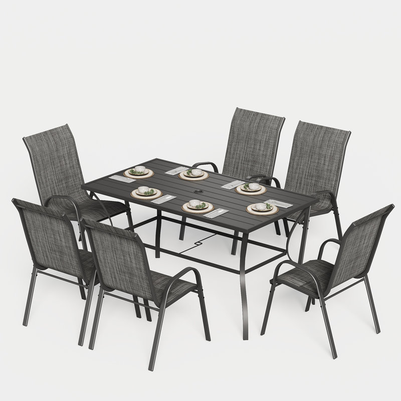 Ensemble repas extérieur pour 6 personnes Tamberly, Gris foncé