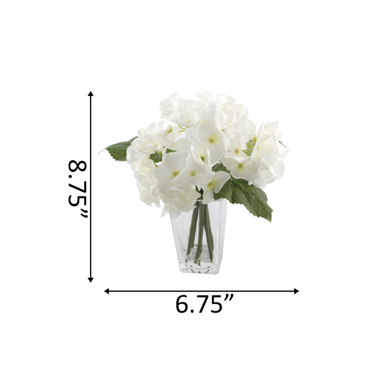 Arrangement floral hortensias et pièce maîtresse en vase