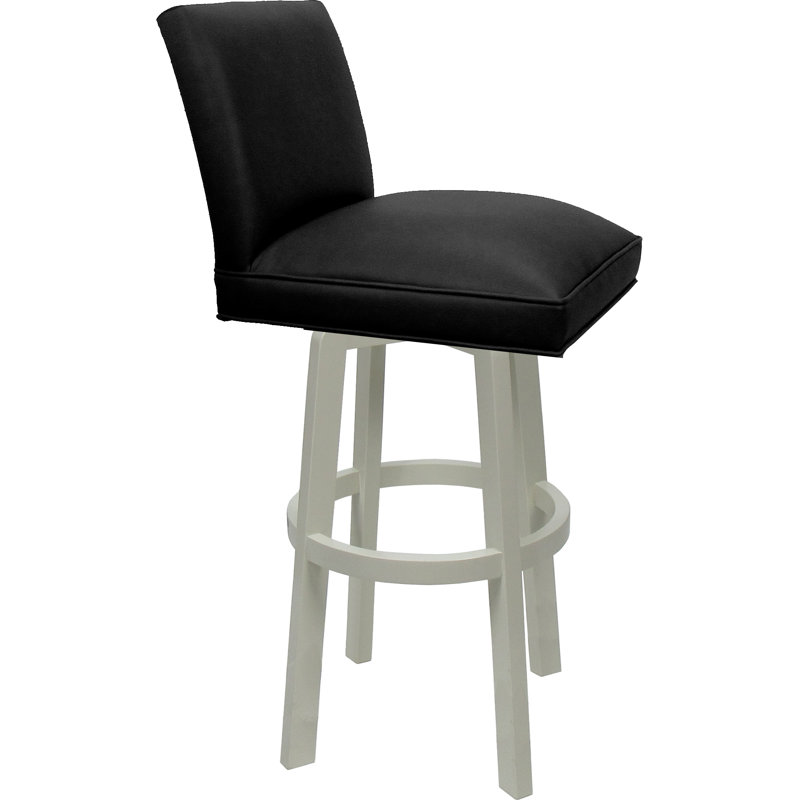 Tabouret de comptoir pivotant en bois - siège d'une hauteur de 26 po, Siège noir / base blanche