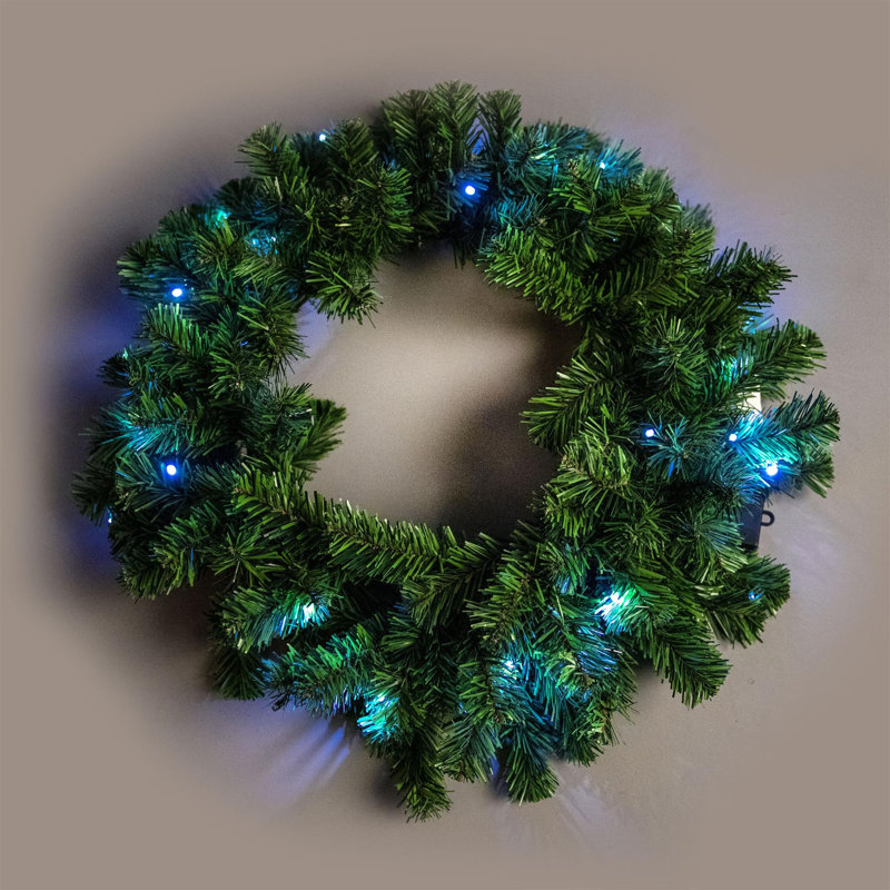 Faux Lighted PVC 21.65cm Christmas Wreath, White