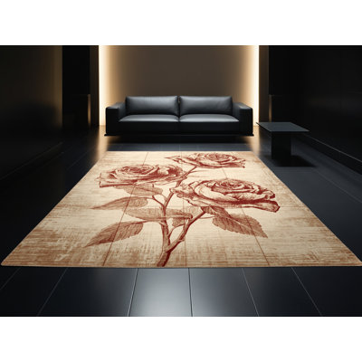 Machine Washable Soho Valentines Modern & Contemporary Abstract Rug in Beige – Beige Binding