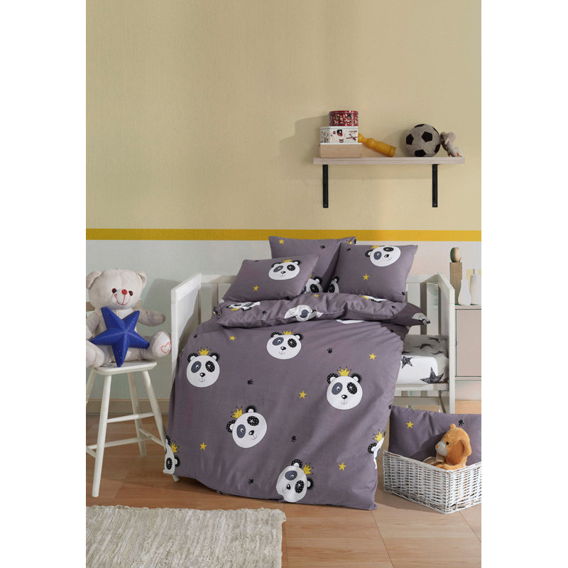 Ensemble de housse de couette 100% coton gris / noir / jaune / blanc Jabbo