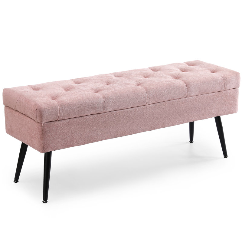 Banc de rangement en lin Honoka, Rose
