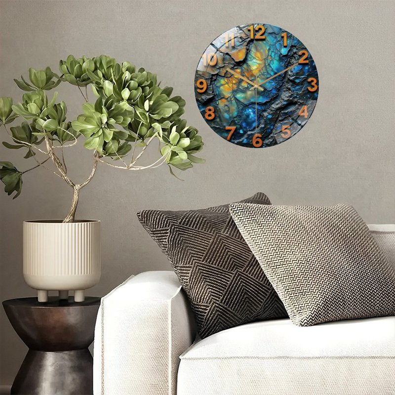 Horloge murale avec art texturé irisé craquelé - horloge murale 12 po