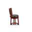 Tabouret de bar haut en bois avec dossier à panneau ouvert et siège pivotant en LeatherSoft-33246282-45047136