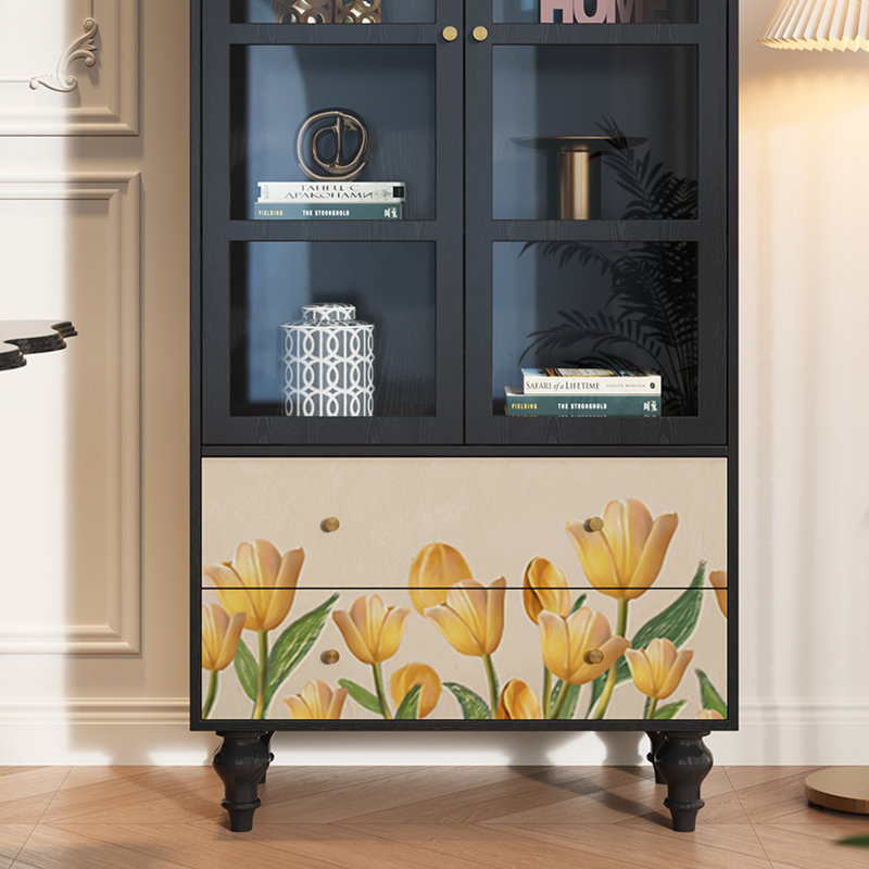 Vitrine en bois massif Floral