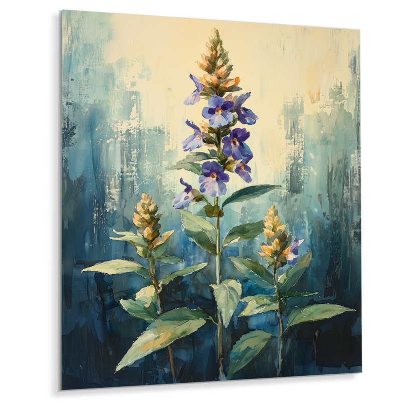 Herbal Serenity in Green Pastels Impressionist II - Herbes, art mural en métal, H 44 po x l 34 po