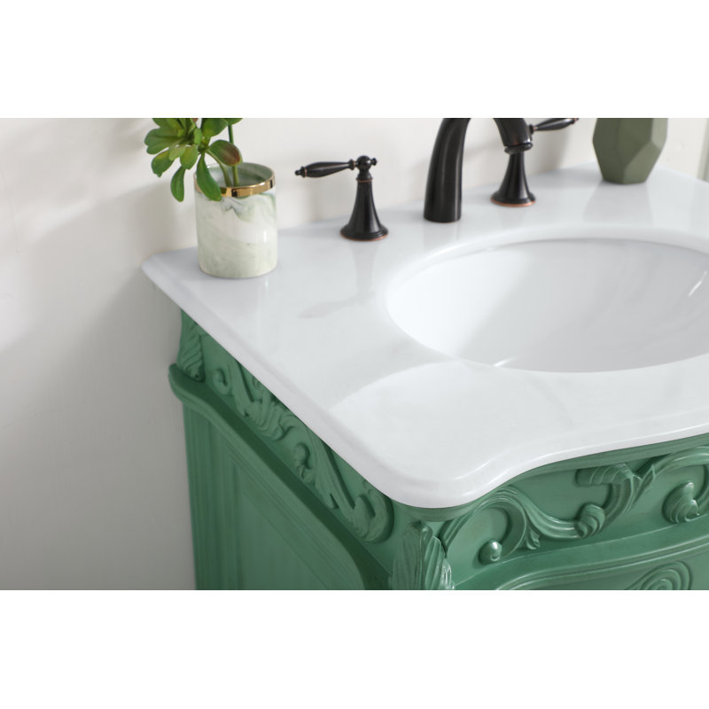 Ensemble de meuble-lavabo simple 27 po Lunette, Menthe rétro, Blanc Ivoire