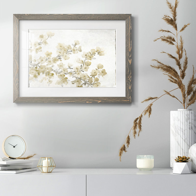 Neutral Cherry Blossom Composition II - impression d'un seul cadre photo, Gris, H 28 po x l 42 po
