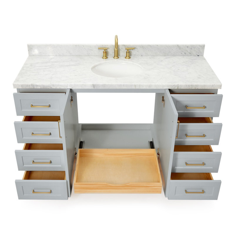 ARIEL TAYLOR 61 IN RECTANGLE SINK VANITY, Gray, Oval