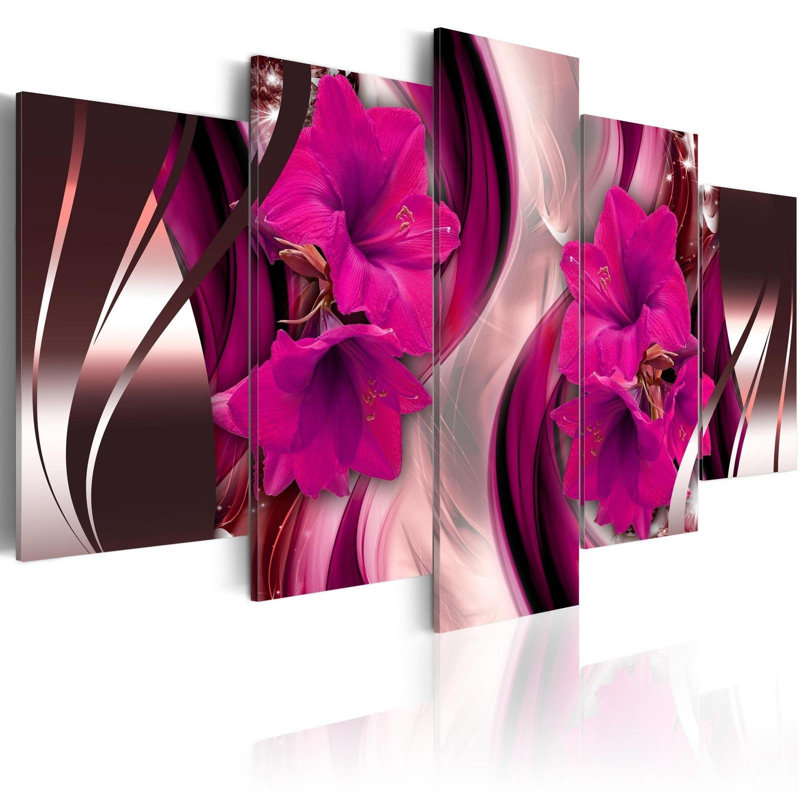 " Fuchsia Evening " 5 - Pieces, 20" H x 40" W x 0.7" D