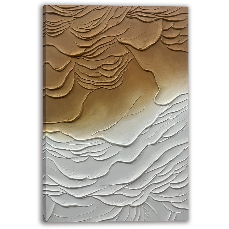 «Desert Waves», art texturé sur toile tendue, H 16 po x l 12 po x P 1 po