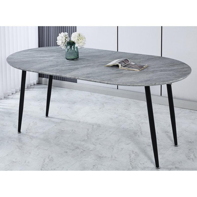 Table grise avec fonction extensible et pieds en métal pour bureau de salle à manger - 40,43 po de largeur, 30,08 po de hauteur, 91,53 lb de bonne qualité, plusieurs occasions de hauteur, style unique