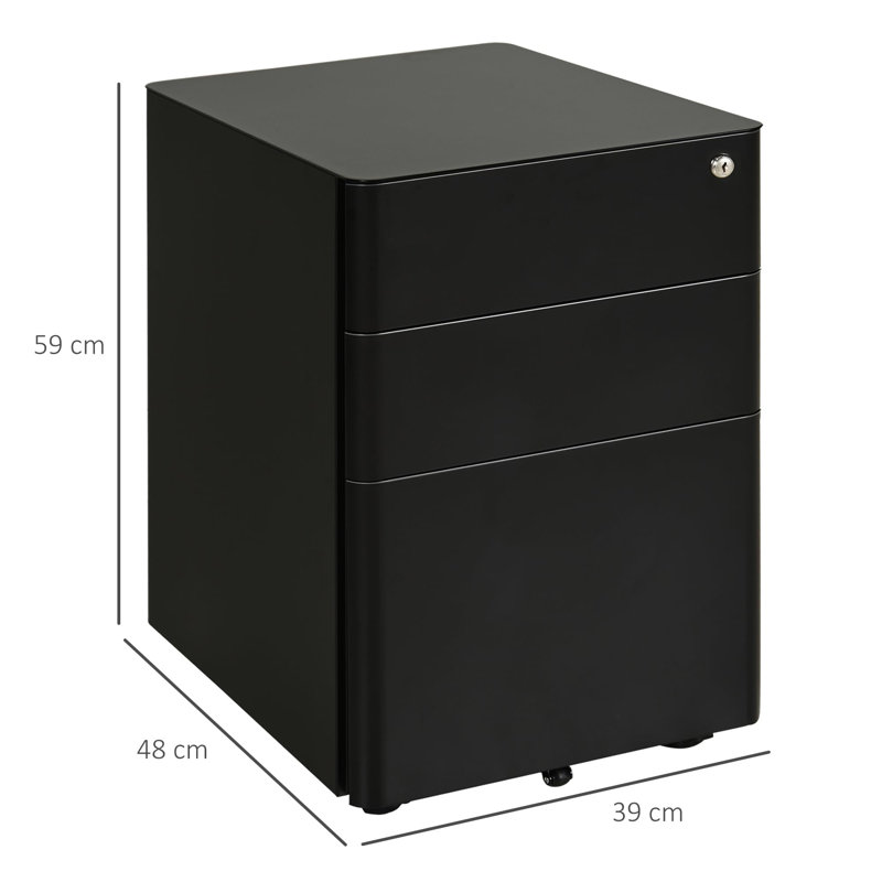 3 Drawer Filing Cabinet, Black