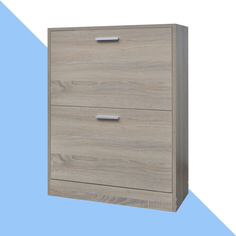 12 Pair Flip Down Shoe Storage, Oak