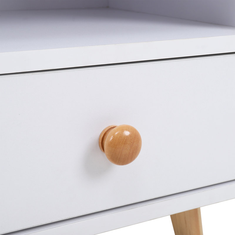 36.5cm W MDF Wood, Metal Bedside Table