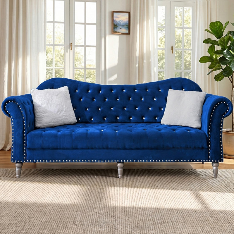 Canapé 88,6 po à trois places 88,6 po Classic Charm, Bleu