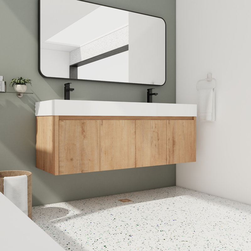 Meuble-lavabo double 59,57 po avec plateau en résine Margerine
