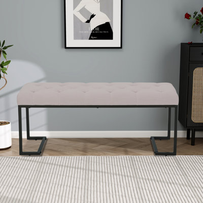 Banc de hall d'entrée moderne, banc tapissier avec pieds en métal